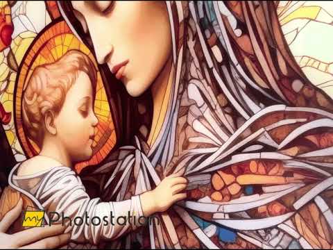 Jesus und Jungfrau Maria Glaswandkunst