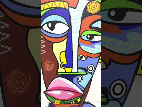 Colorful Abstract Face Metal Wall Art – Modern Cubist Décor