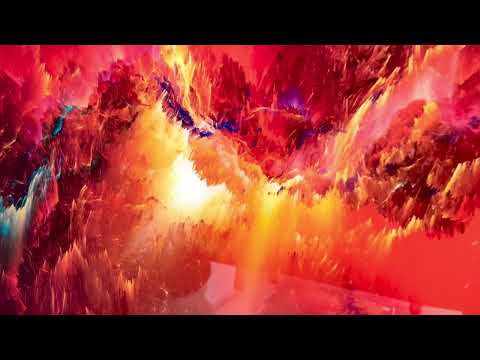 Abstrakte Glaswandkunst „Rote Wolke“