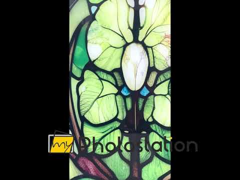 Stained Green Leaf Glass Wall Art