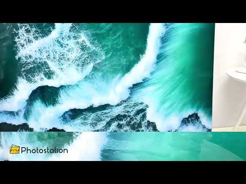 Ocean Wave Aerial Wall Art – Turquoise Sea Glass Print for Modern Decor