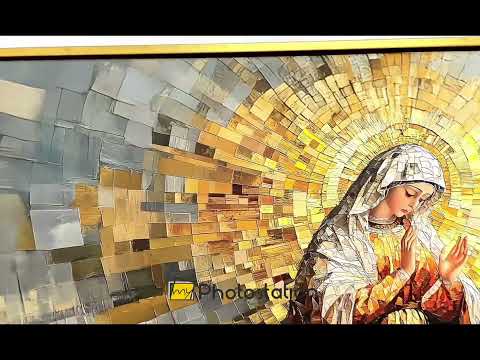 Radiant Grace – Virgin Mary Mosaic Style Canvas Print