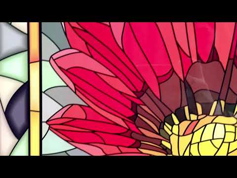 Red Mosaic Flower Gazania Stained Glass Printing Wall Arts