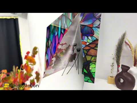 Wandbild aus Glas mit Lotusblumenmotiv