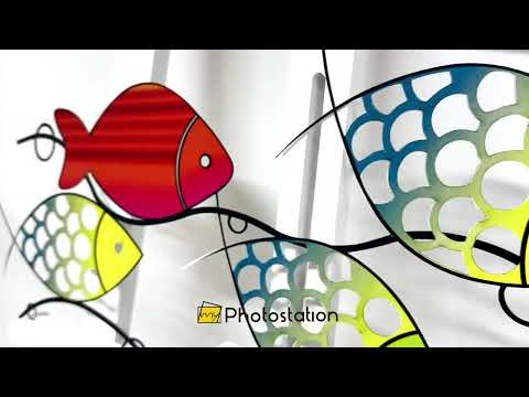 Poissons colorés Décoration Murale Métal–Design abstrait moderne inspiré de l'océan