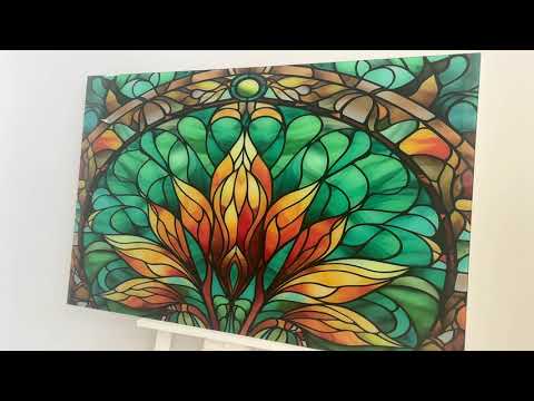 Stained Green & Orange Glass Wall Art