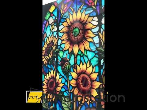 Sonnenblumen-Buntglas-Wandkunst