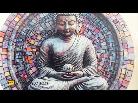 Zen Enlightenment – Buddha Mosaic Round Glass Wall Art