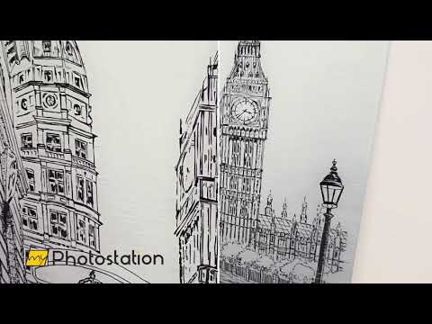 Black And White London Drawing Glass Wall Art