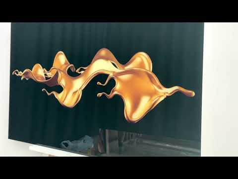 Golden Abstract Wave Glass Printing Wall Art