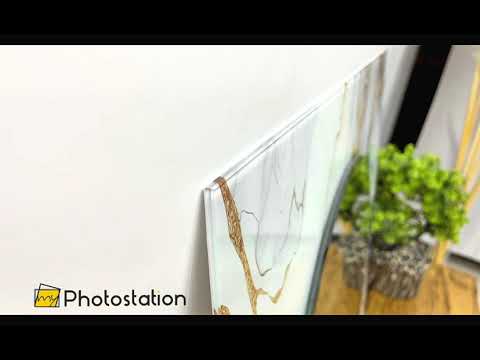 White & Gold Marble Glass Wall Mirror for Modern Living Room Decor
