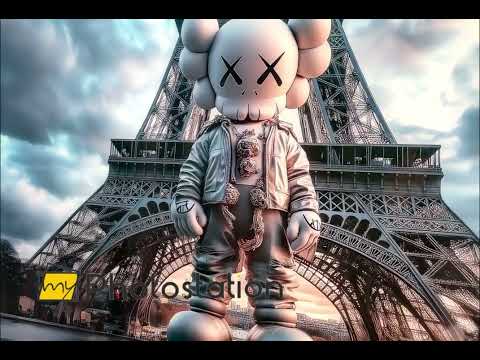 Kaws &amp; Eiffelturm – Glaswandkunst