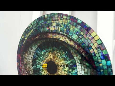 Mehrfarbiges Mosaikmuster – Rund Glasbilder