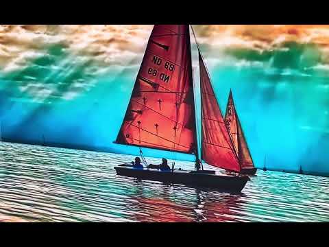 Segelboot Rotes Meer Sonne Glas Wandkunst