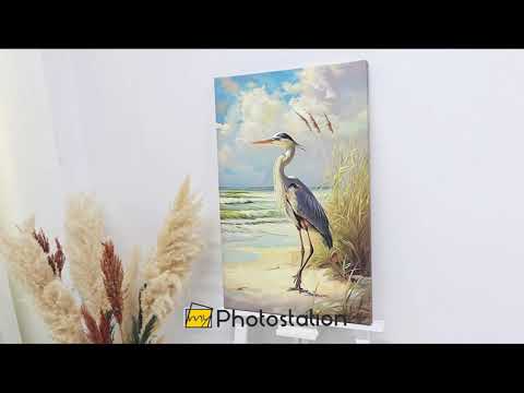 Coastal Grace – Majestic Heron by the Shore Canvas Print