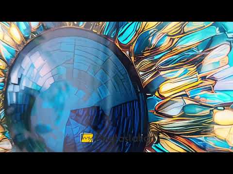 Golden Blue Mosaic Evil Eye – Round Glass Wall Art