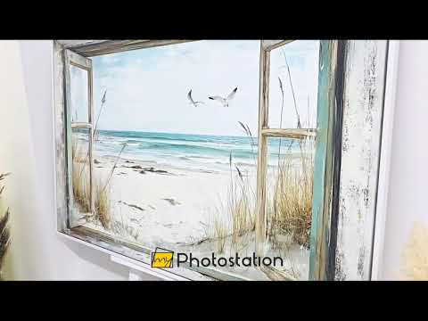 Seaside Escape Through Rustic Window – Kitchen Canvas Art
