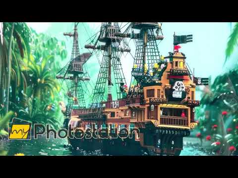 Mystical Pirate Ship in a Jungle River – Glass Wall Art
