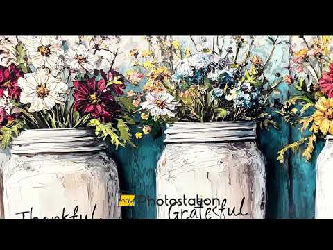 Thankful Grateful Blessed – Floral Jar Oil Painting
