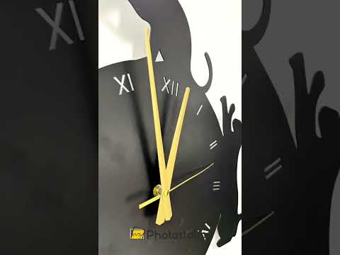 Playful Cat Silhouette Roman Numeral Metal Wall Clock