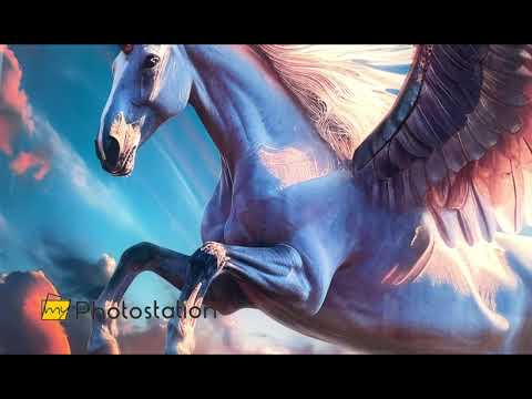Geflügeltes Einhorn-Wandbild aus Glas