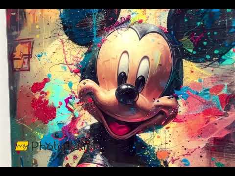 Colorful Fantasy Mickey Mouse Glass Wall Art