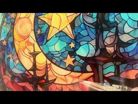 Gebeizte Mondsterne Runde Glaswandkunst