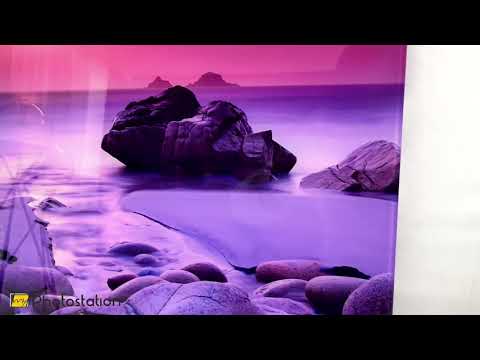 Pink Sunset Beach Glass Wall Art: A Dreamy Coastal Landscape