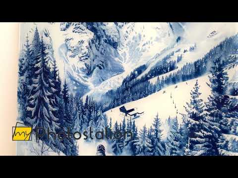 Bergskifahren Glas Wandkunst