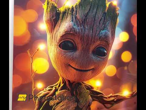 Baby Groot – Wandbild aus Glas