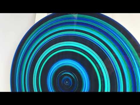 Runde Wandkunst aus Glas in Blau und Grün