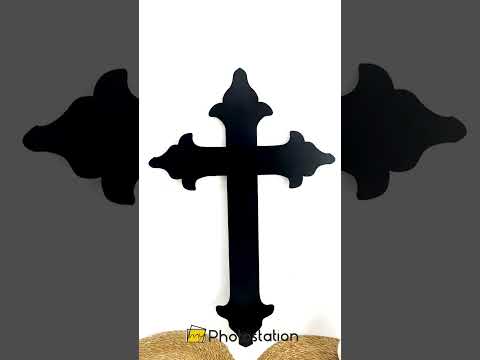 Cruz clásica Decoración De Pared Metal – Escultura de pared religiosa negra