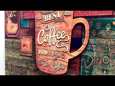 Time of Coffee Glass Wall Art for Kitchen Wall Decoration.