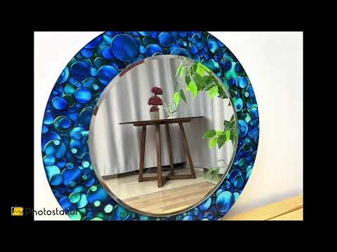 Ozeanblauer Mosaik-Wandspiegel