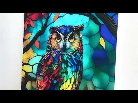 Bunte Eulen-Wandkunst aus Glas