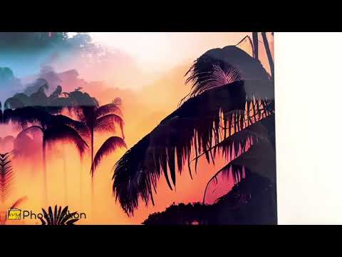 Tropical Jungle Sunrise: A Stunning Forest Glass Art Print