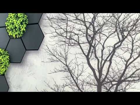 Moderne Naturharmonie: Eine einzigartige geometrische Glaswandkunst