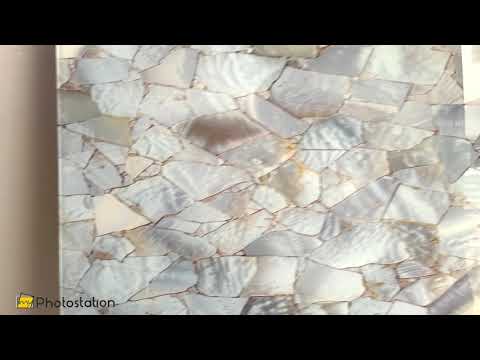 White Cracked Marble Design Glass Wall Art