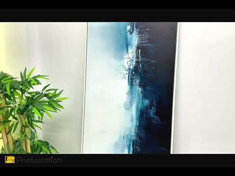 Midnight Fjord – Deep Blue Abstract Oil Painting