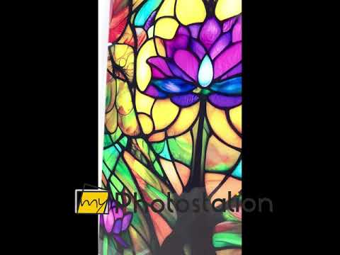 Gebeiztes, leuchtendes lila Lotusglas-Wandbild