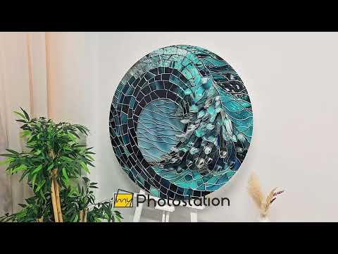 Ocean Crest – Turquoise Wave Round Glass Wall Art
