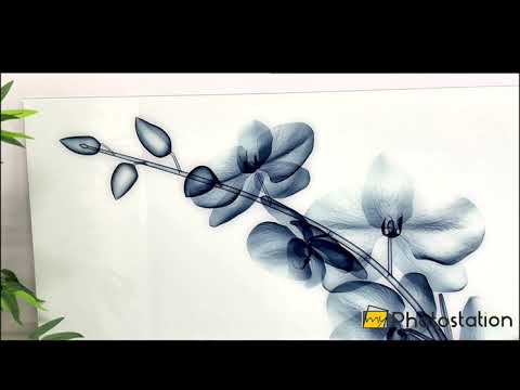 Blaue Orchideen-Wandkunst – Transparentes florales Glaskunstwerk für Ihr Zuhause 