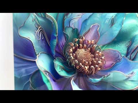 Abstrakte Perlglanzblume Nahaufnahme Glaswandkunst