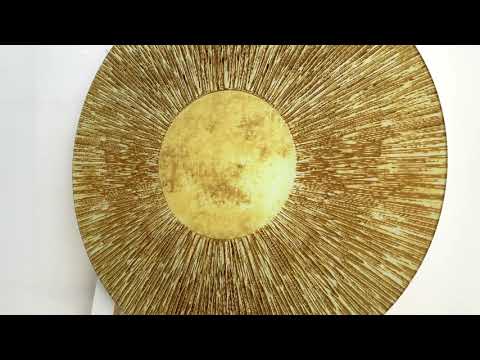 Leuchtende goldene runde Glaswandkunst