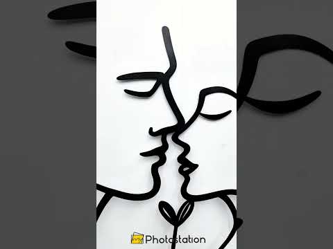 Abstract Lovers Line Art – Minimalist Romantic Metal Wall Art