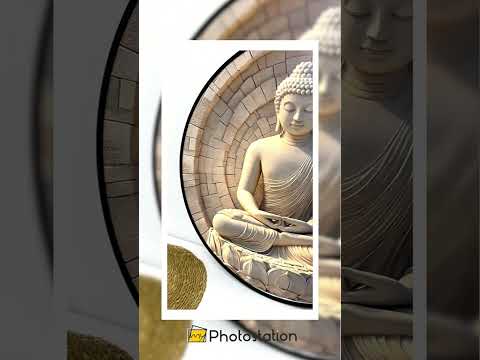 Pure Enlightenment – Ivory Stone Buddha Round Oil Painting
