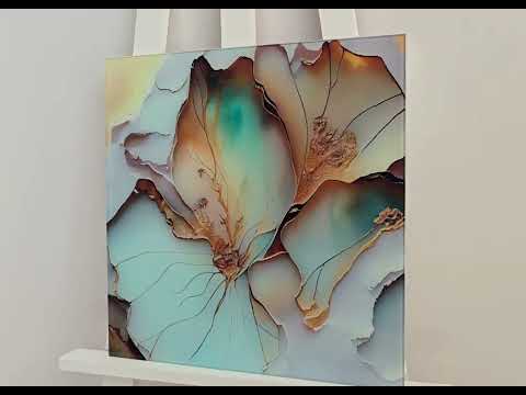 Abstract Blue Flower Glass Wall Art, large glass photo prints, glass wall photos