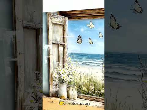 Butterfly Breze – Fensterblumen & Meerblick Glasbilder