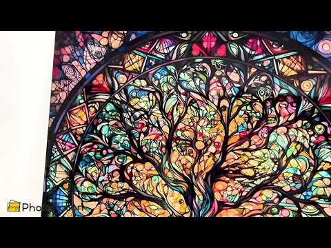 Colored Tree Stained Glass Wall Art