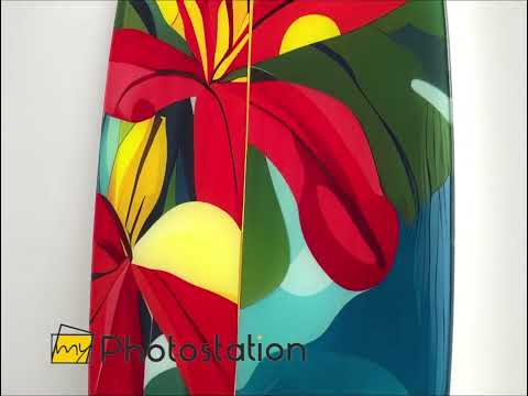 Rote Blumen Surfbrett Wandkunst